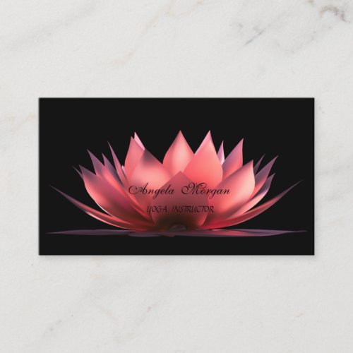 Elegant Lotus Black Yoga Instructor Business Card