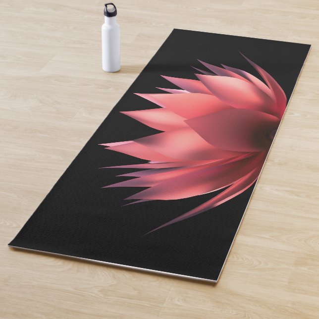 Elegant Lotus Black Yoga Mat (In Situ)
