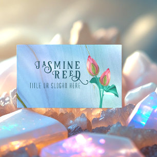 Elegant Lotus Bud for Wellness Spa Marble & Gold Business Card