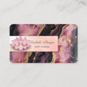 Elegant Lotus Burgundy Marble Business Card