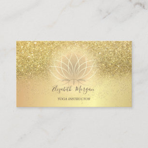 Elegant Lotus  Confetti Glitter Yoga Instructor Business Card