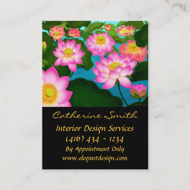 Elegant Lotus Floral Business Card (Front)