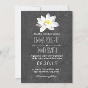 Elegant Lotus Floral Rustic Chalkboard Wedding Invitation