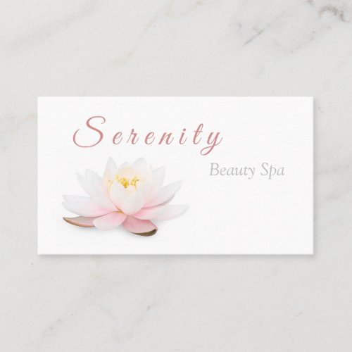 Elegant Lotus Flower Blush Pink  White Beauty Spa Business Card