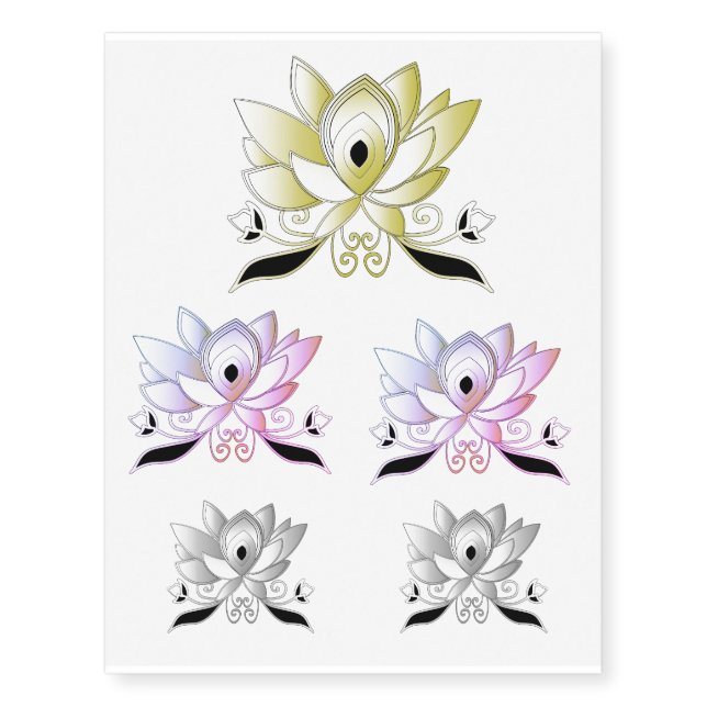 Elegant Lotus flower Body art Temporary Tattoos (Front)