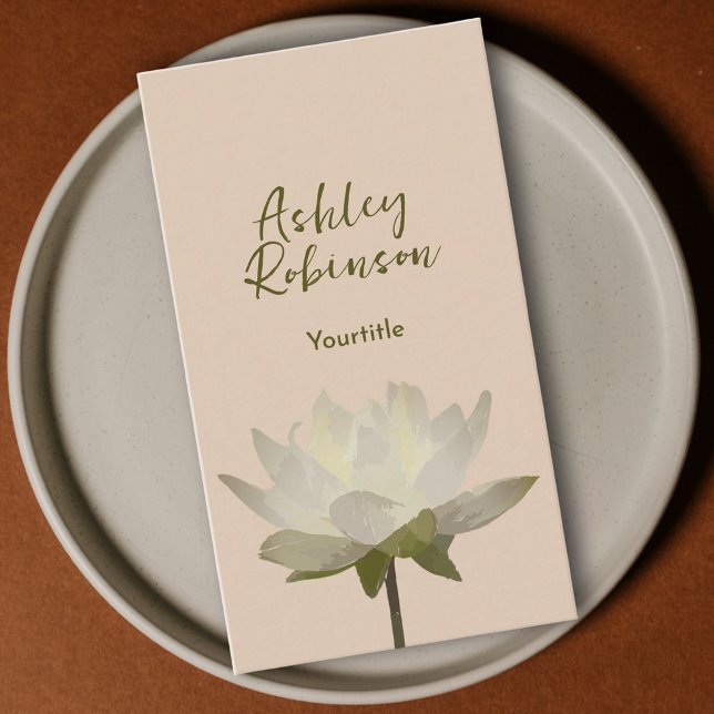 Elegant lotus flower boho pastel earthy QR code Business Card (Elegant lotus flower boho pastel earthy QR code Business Card)