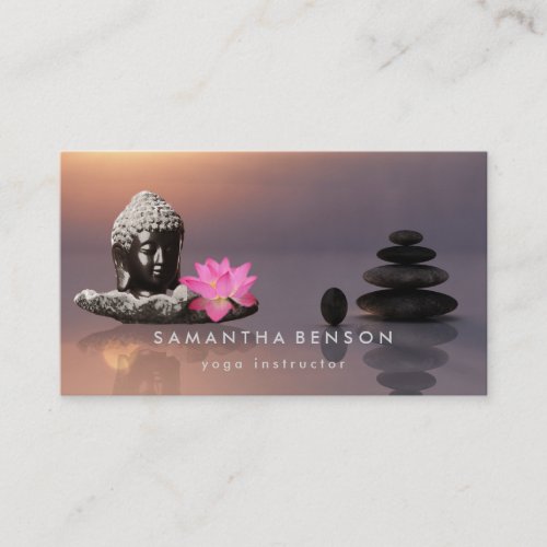 Elegant Lotus Flower Buddha Zen Logo Yoga Business Card