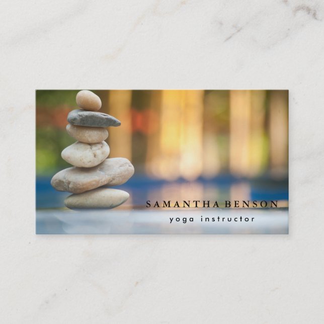 Elegant Lotus Flower Buddha Zen Logo Yoga Business Card (Front)