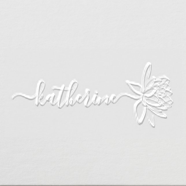 Elegant Lotus Flower Custom Name Library Book Embosser (Design)