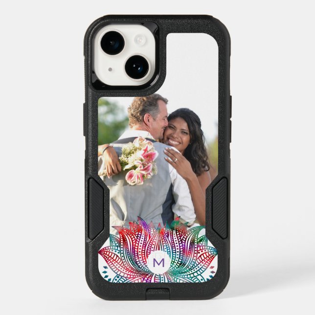 Elegant Lotus Flower Custom Photo Monogram Otterbox iPhone Case (Back)