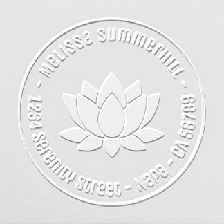 Elegant Lotus Flower Custom Round Address Embosser
