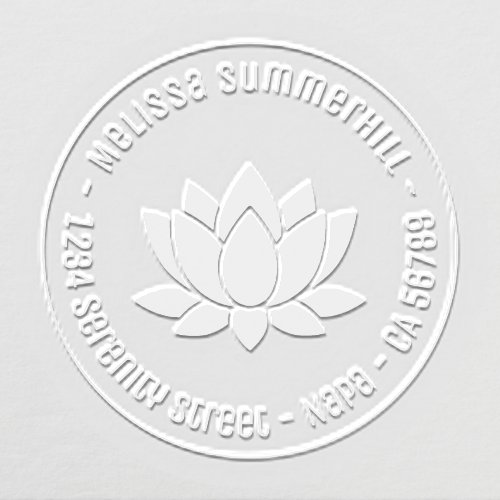 Elegant Lotus Flower Custom Round Address Embosser