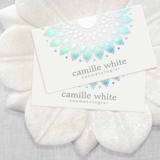 Customizable Cosmetology Elegant Circle Light Blue White Spa Business Card