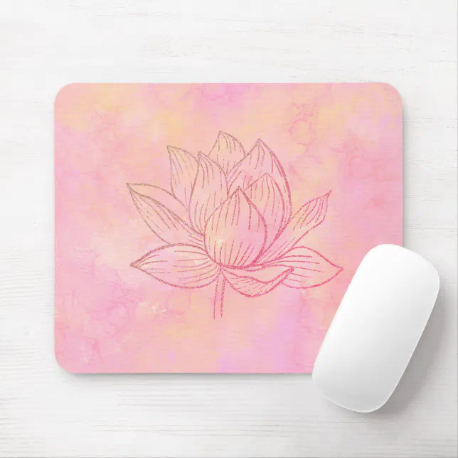 Elegant Lotus Flower Illustration Light Pink Art Mouse Pad | Zazzle