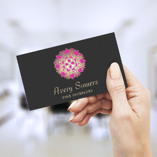 Elegant Lotus Flower Interior Designer Business Business Card