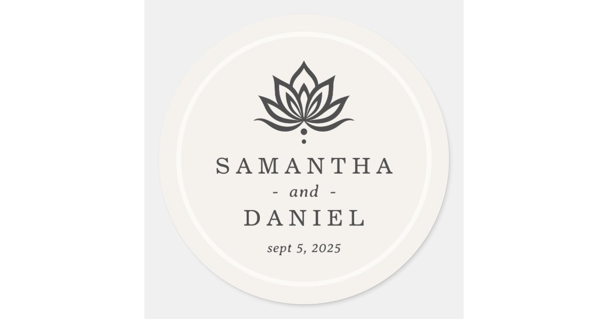 Elegant lotus flower light neutral ivory classic round sticker | Zazzle