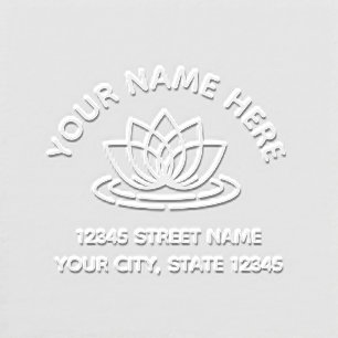 Elegant lotus flower logo return address embosser