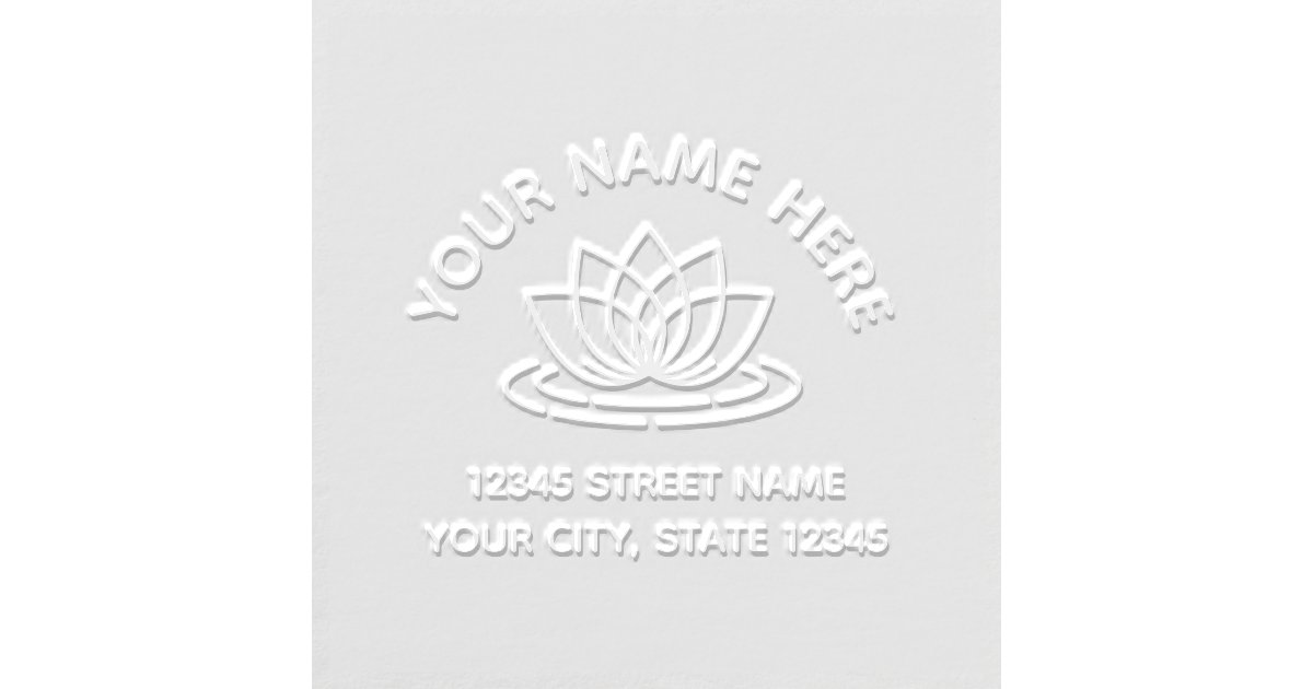 Elegant lotus flower logo return address embosser | Zazzle