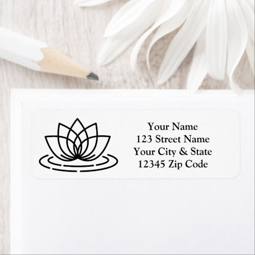 Elegant lotus flower logo return address labels