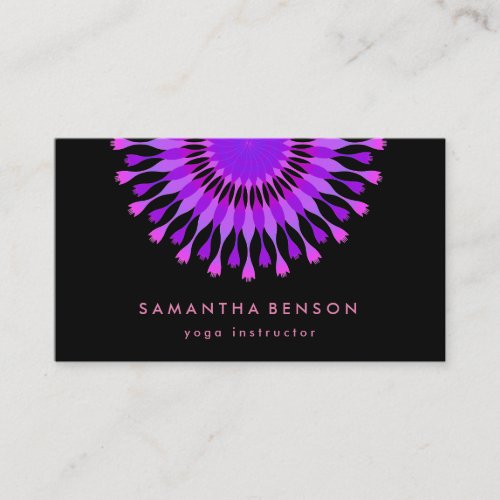 Elegant Lotus Flower Logo Yoga Black Background Business Card