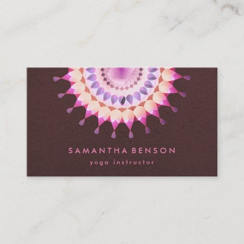 Elegant Lotus Flower Logo Yoga Brown Background Business Card