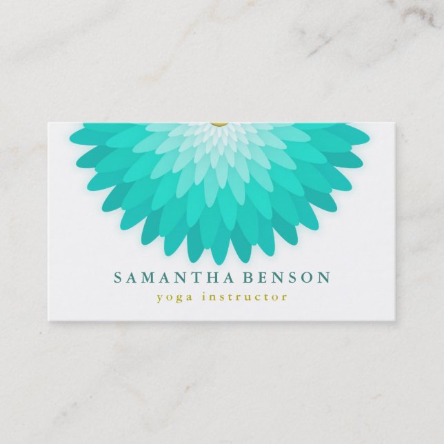 Elegant  Lotus Flower Logo Yoga Business Card (Front)
