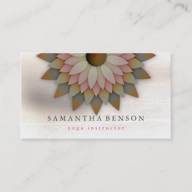 Elegant Lotus Flower Logo Yoga Business Card (Front)