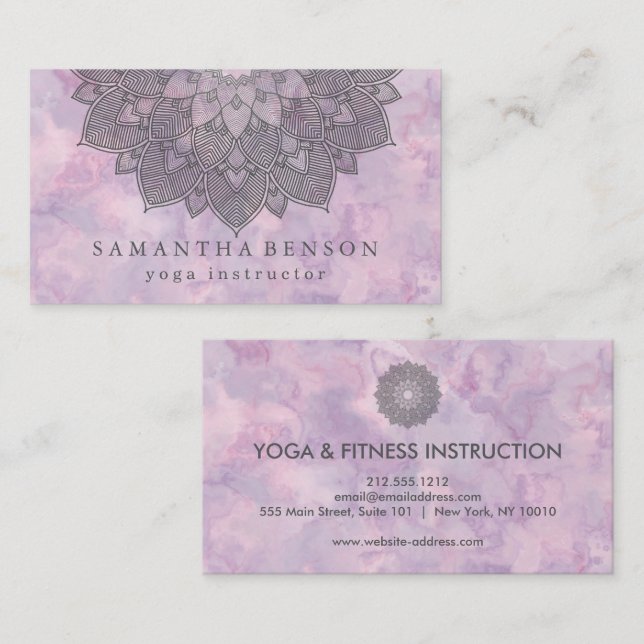 Elegant Lotus Flower Logo Yoga Business Card (Front/Back)