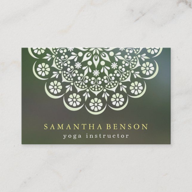 Elegant Lotus Flower Logo Yoga Business Card (Front)