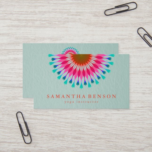 Elegant  Lotus Flower Logo Yoga Business Card (Front/Back In Situ)