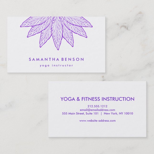 Elegant Lotus Flower Logo Yoga Business Card (Front/Back)