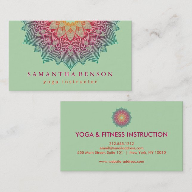 Elegant Lotus Flower Logo Yoga Business Card (Front/Back)