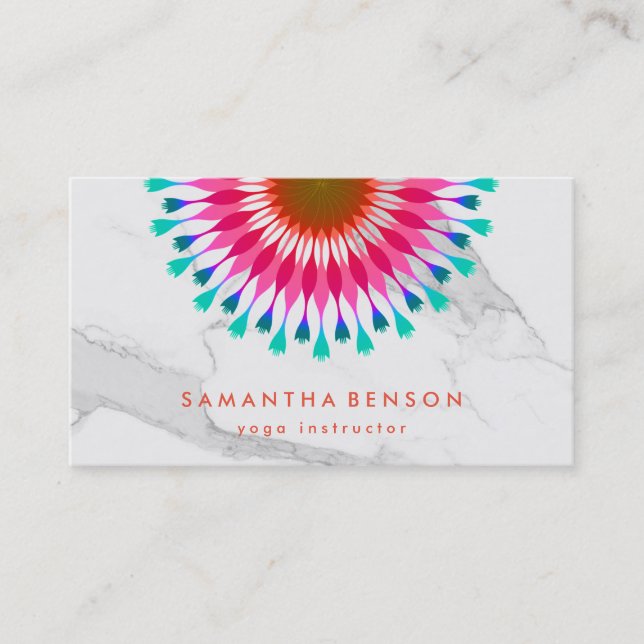 Elegant  Lotus Flower Logo Yoga Business Card (Front)