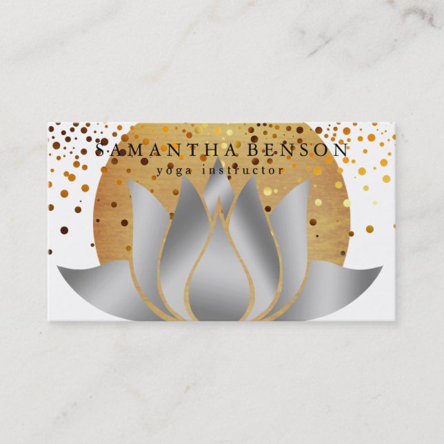 Elegant Lotus Flower Logo Yoga Business Card (Front)