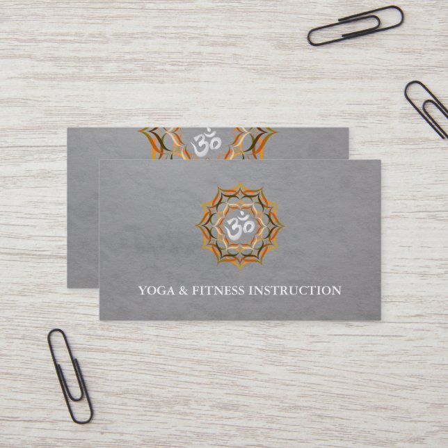 Elegant Lotus Flower Logo Yoga Business Card (Front/Back In Situ)