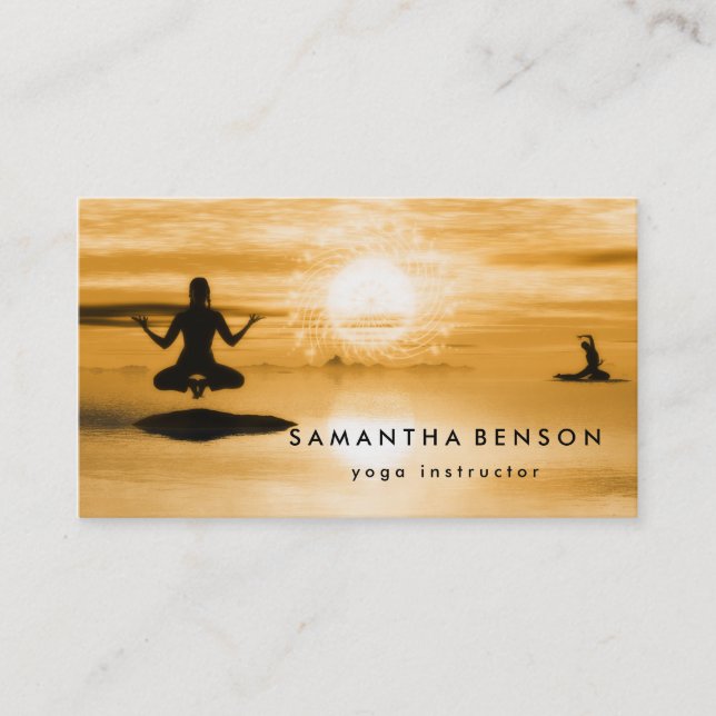 Elegant Lotus Flower Logo Yoga Business Card (Front)