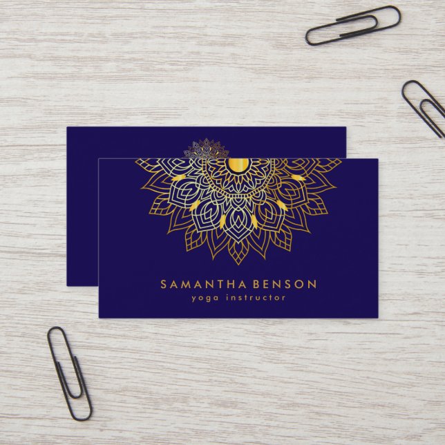 Elegant Lotus Flower Logo Yoga Business Card (Front/Back In Situ)