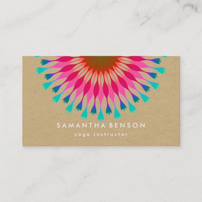 Elegant  Lotus Flower Logo Yoga Business Card (Front)