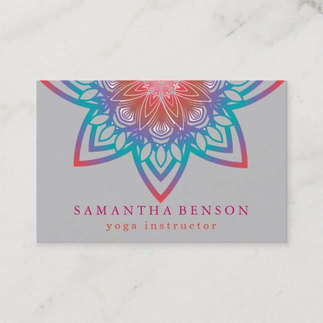 Elegant Lotus Flower Logo Yoga Business Card (Front)