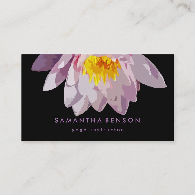 Elegant Lotus Flower Logo Yoga Business Card (Front)