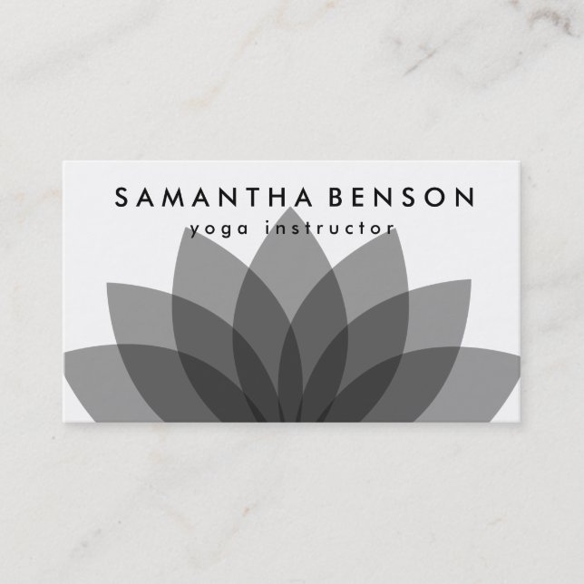 Elegant Lotus Flower Logo Yoga Business Card (Front)