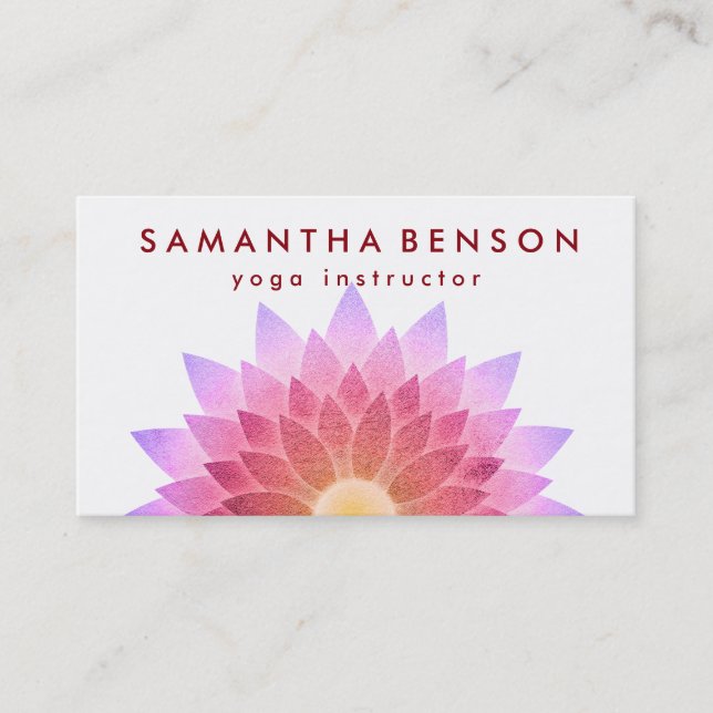 Elegant Lotus Flower Logo Yoga Business Card (Front)