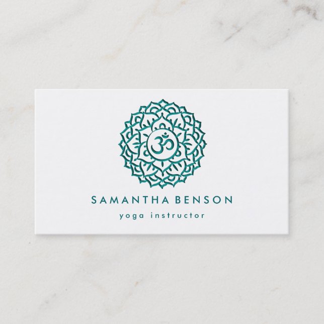 Elegant Lotus Flower Logo Yoga Business Card (Front)