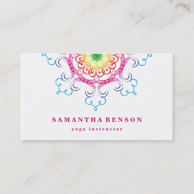 Elegant Lotus Flower Logo Yoga Business Card (Front)