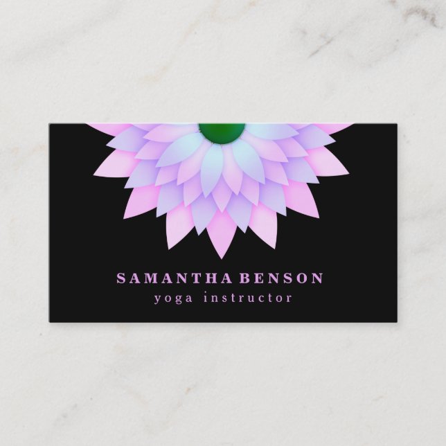 Elegant Lotus Flower Logo Yoga Business Card (Front)