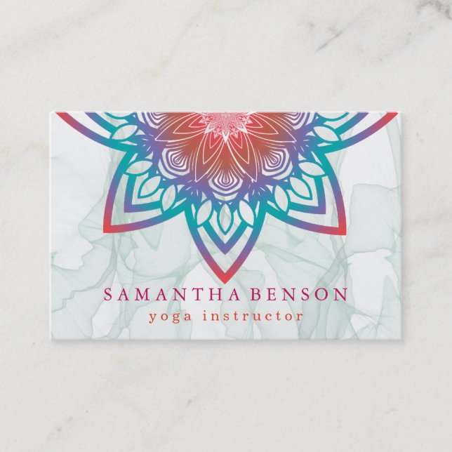 Elegant Lotus Flower Logo Yoga Business Card (Front)
