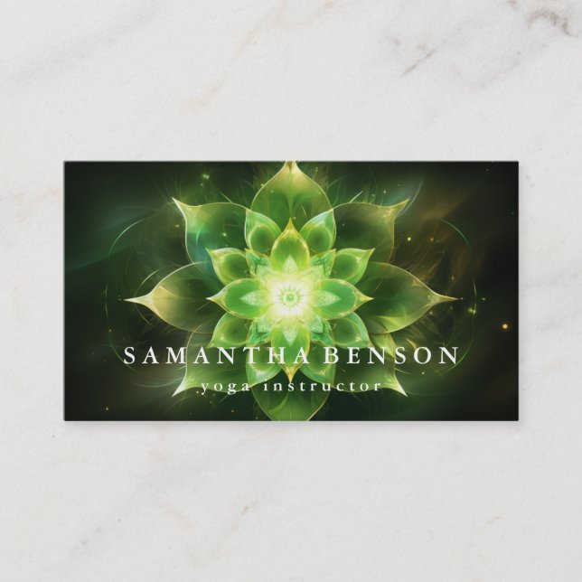 Elegant Lotus Flower Logo Yoga Business Card (Front)