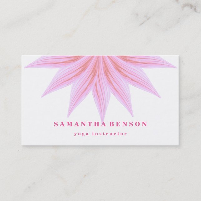 Elegant Lotus Flower Logo Yoga Business Card (Front)