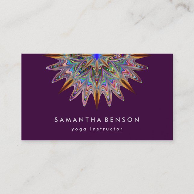 Elegant Lotus Flower Logo Yoga Business Card (Front)