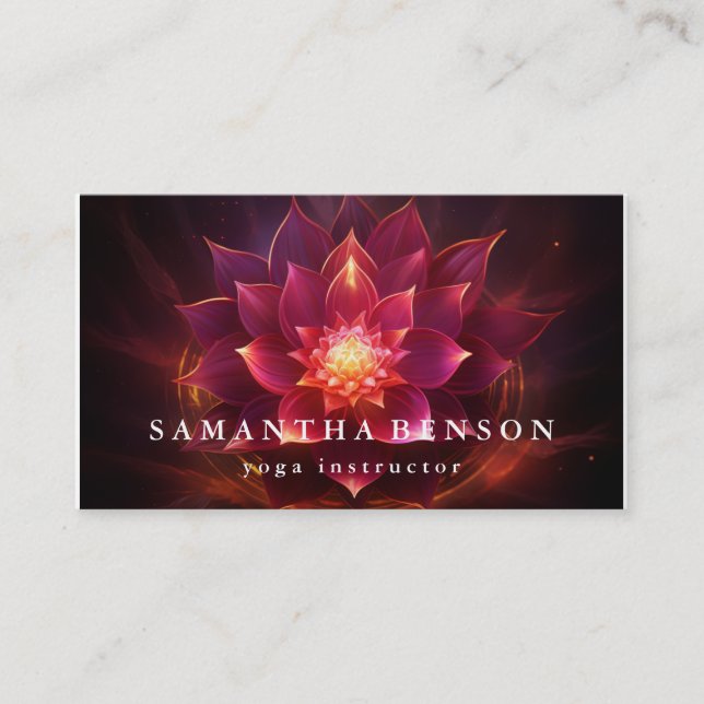 Elegant Lotus Flower Logo Yoga Business Card (Front)